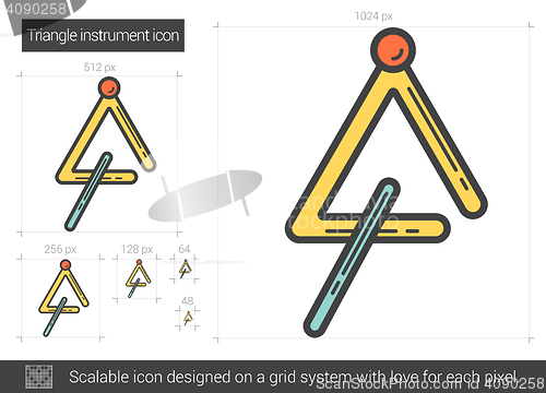 Image of Triangle instrument line icon.