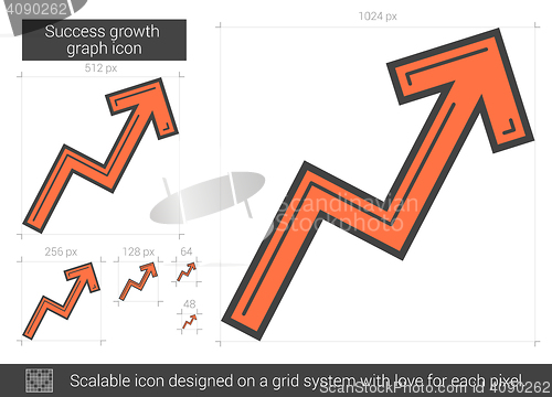 Image of Success growth chart line icon.