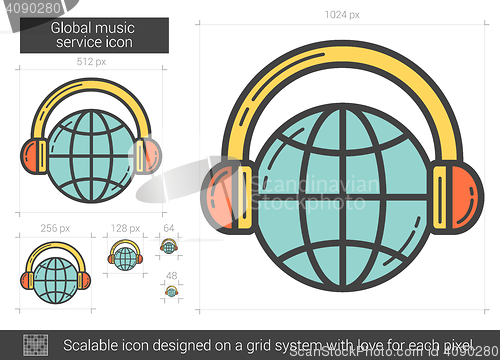 Image of Global music service line icon.