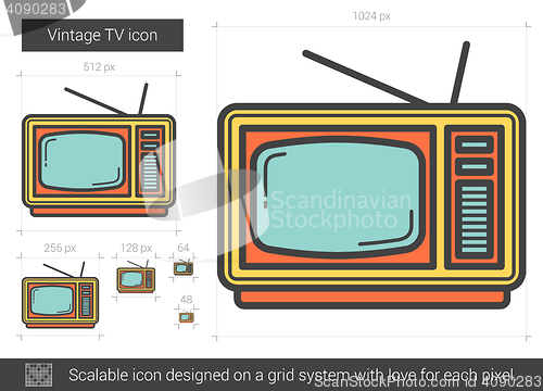 Image of Vintage TV line icon.