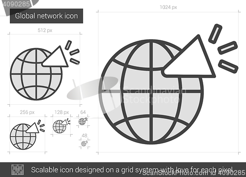 Image of Global network line icon.