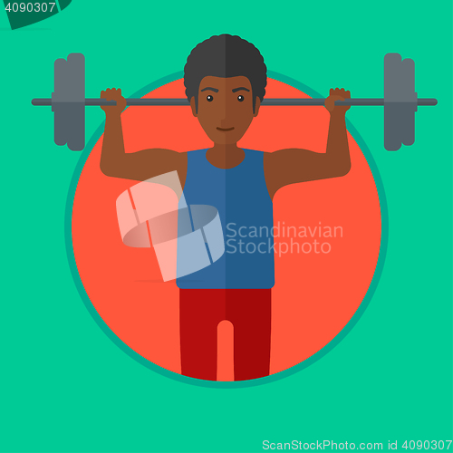 Image of Man lifting barbell vector illustration.