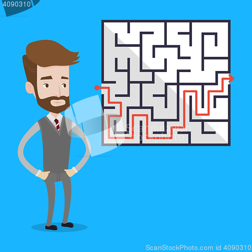 Image of Businessman looking at the labyrinth.