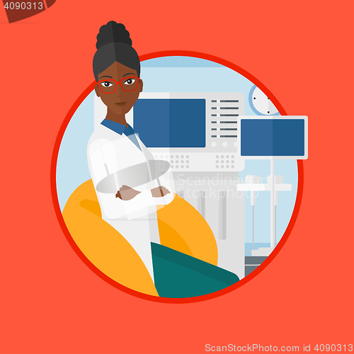 Image of Female ultrasound doctor vector illustration.