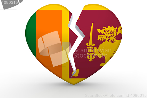 Image of Broken white heart shape with Sri Lanka flag