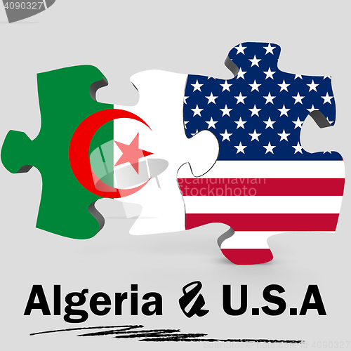 Image of USA and Algeria flags in puzzle 