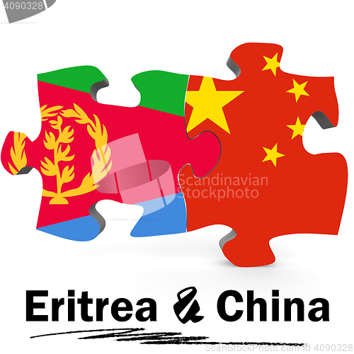 Image of China and Eritrea flags in puzzle 