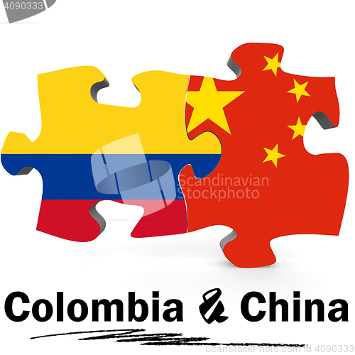 Image of China and Colombia flags in puzzle 