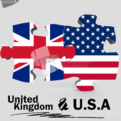 Image of USA and United Kingdom flags in puzzle 