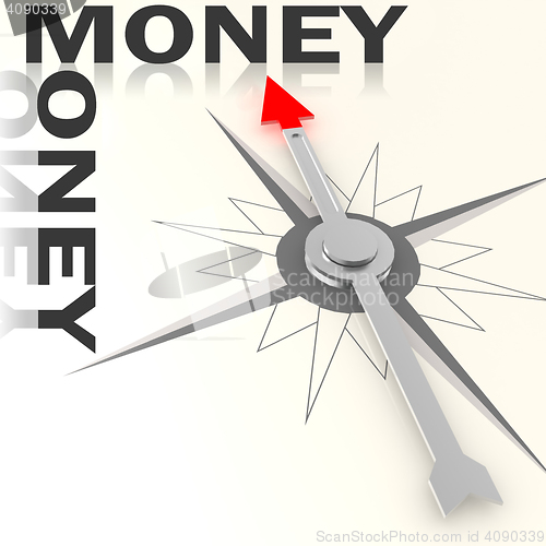 Image of Compass with money word isolated