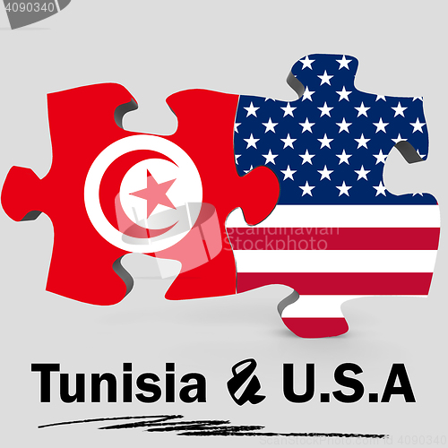 Image of USA and Tunisia flags in puzzle 