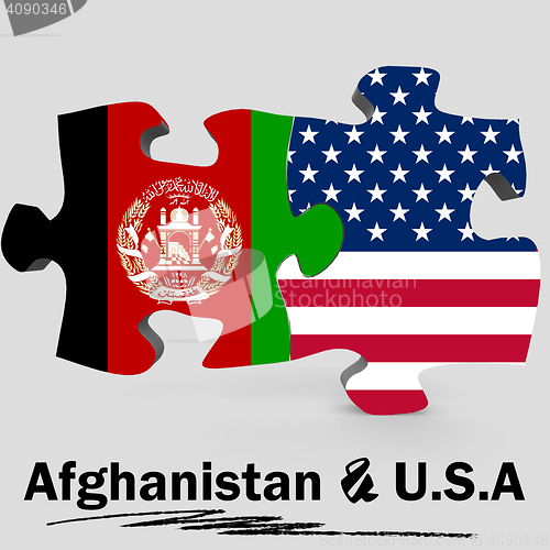 Image of USA and Afghanistan flags in puzzle 