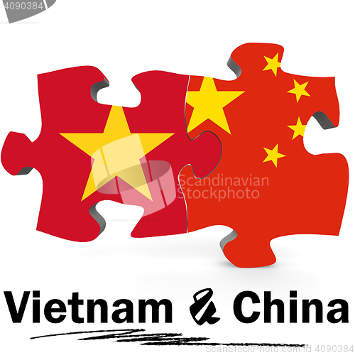 Image of China and Vietnam flags in puzzle 