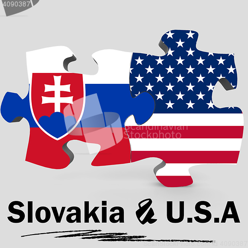Image of USA and Slovakia flags in puzzle 