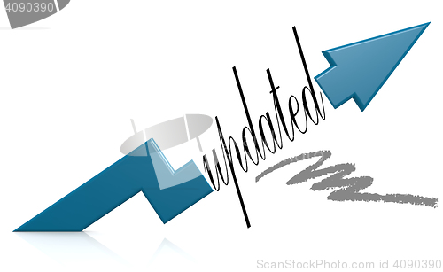 Image of Blue arrow with updated word