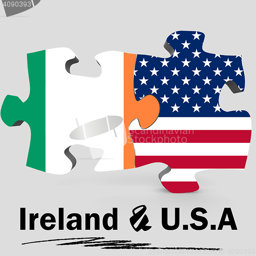 Image of USA and Ireland flags in puzzle 
