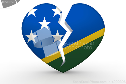 Image of Broken white heart shape with Solomon Islands flag