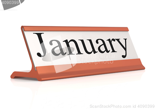 Image of January word on table tag isolated 