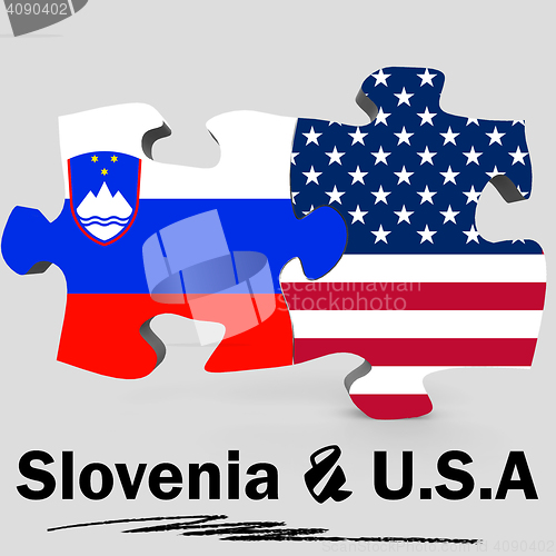 Image of USA and Slovenia flags in puzzle 