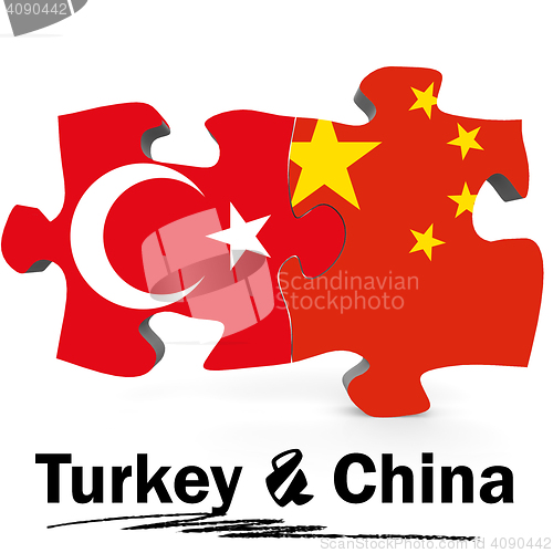 Image of China and Turkey flags in puzzle 