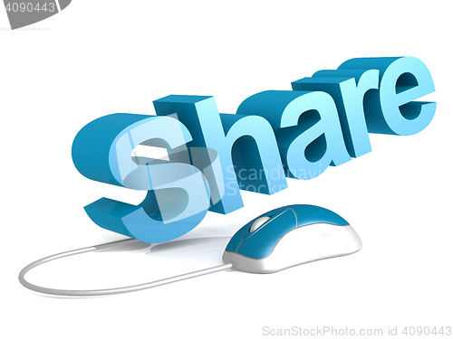 Image of Share word with blue mouse
