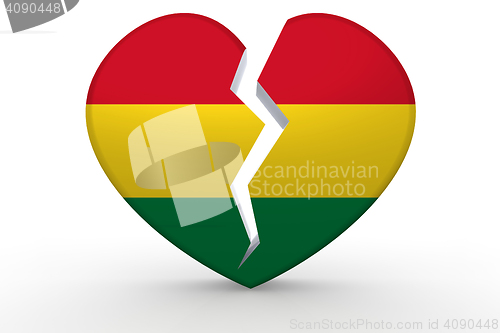 Image of Broken white heart shape with Bolivia flag