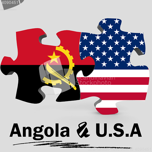 Image of USA and Angola flags in puzzle 