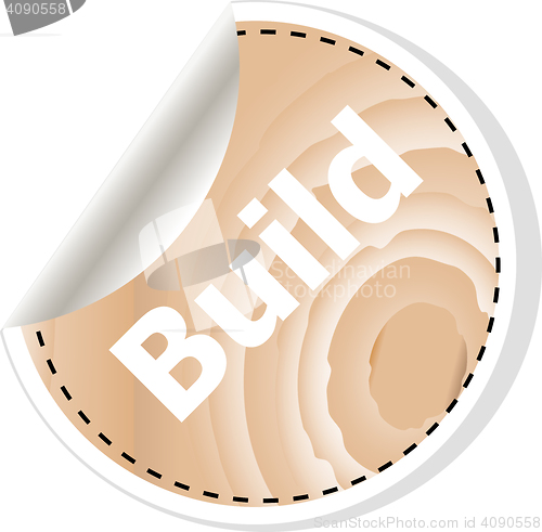 Image of build word on vector business wooden app icon isolated on white background. vector illustration