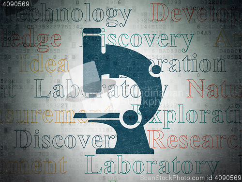 Image of Science concept: Microscope on Digital Data Paper background