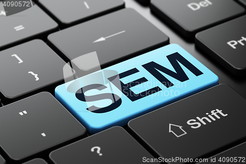 Image of Marketing concept: SEM on computer keyboard background