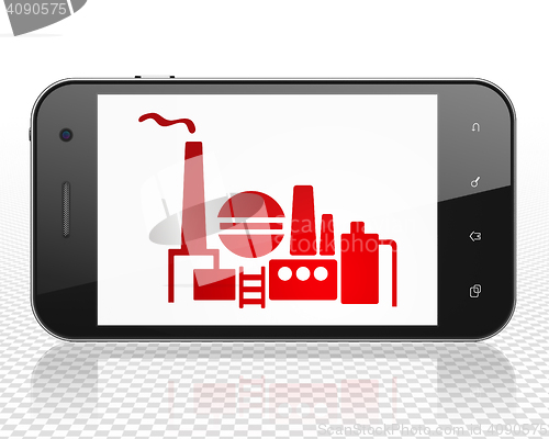 Image of Finance concept: Smartphone with Oil And Gas Indusry on display