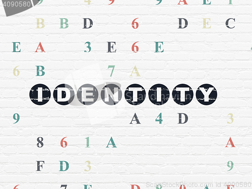 Image of Protection concept: Identity on wall background