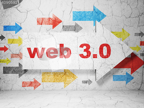 Image of Web development concept: arrow with Web 3.0 on grunge wall background
