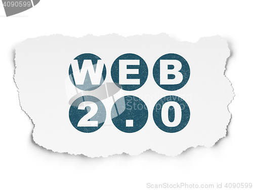 Image of Web development concept: Web 2.0 on Torn Paper background