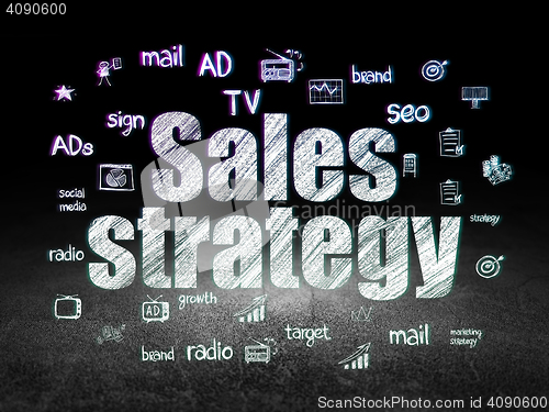 Image of Advertising concept: Sales Strategy in grunge dark room
