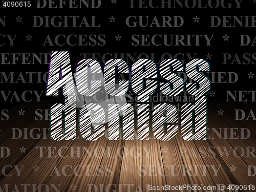 Image of Safety concept: Access Denied in grunge dark room