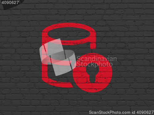 Image of Database concept: Database With Lock on wall background