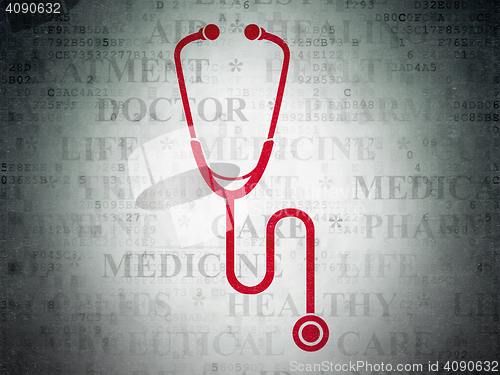 Image of Healthcare concept: Stethoscope on Digital Data Paper background