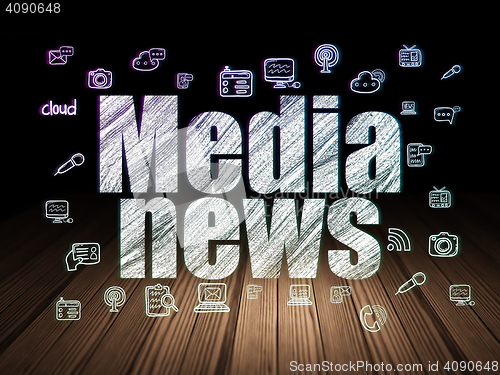Image of News concept: Media News in grunge dark room
