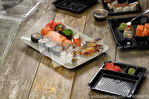Image of Japanese Sushi On A Table