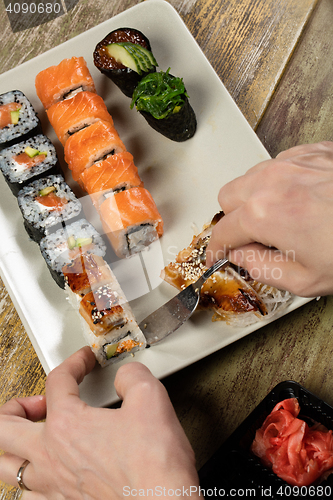 Image of Japanese Sushi On A Table