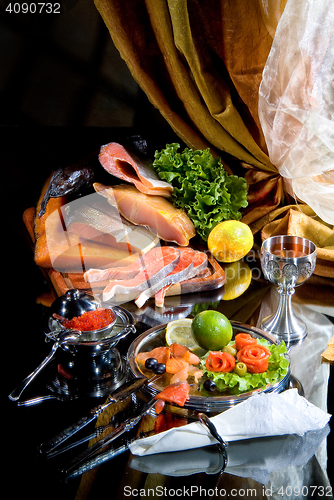 Image of Still Life With Fish In Retro Style