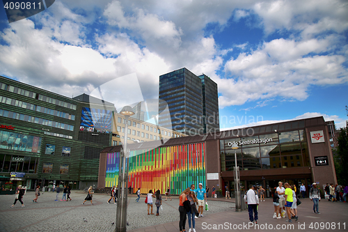 Image of OSLO, NORWAY – AUGUST 18, 2016: People visit Oslo Central Stat