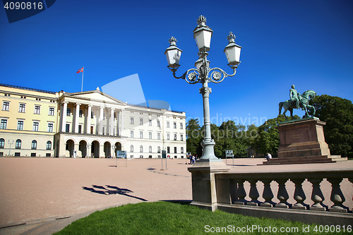 Image of OSLO, NORWAY – AUGUST 17, 2016: Tourist visit The Royal Palace