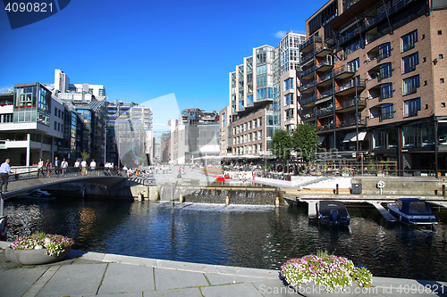 Image of OSLO, NORWAY – AUGUST 17, 2016: People walking on wonderful mo