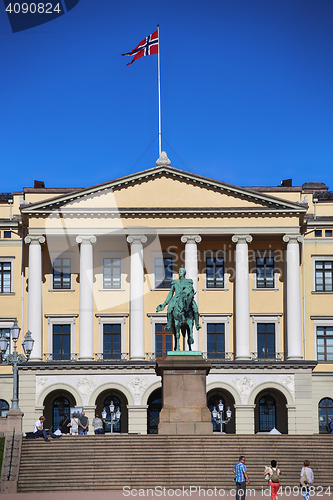 Image of OSLO, NORWAY – AUGUST 17, 2016: Tourist visit The Royal Palace