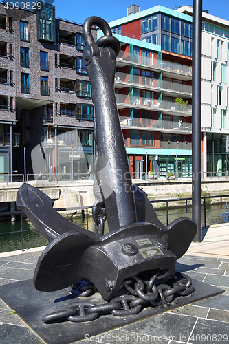 Image of OSLO, NORWAY – AUGUST 17, 2016: Anchor on modern district on s