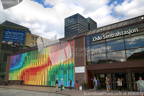 Image of OSLO, NORWAY – AUGUST 18, 2016: People visit Oslo Central Stat