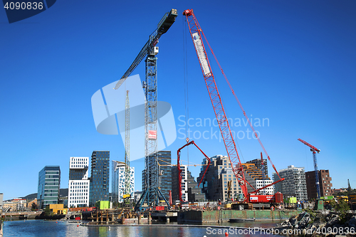 Image of OSLO, NORWAY – AUGUST 17, 2016: A construction site of Bjorvik