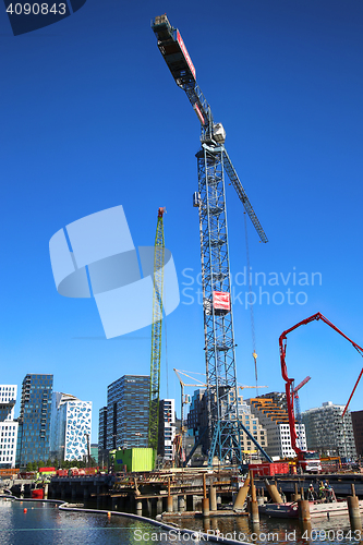 Image of OSLO, NORWAY – AUGUST 17, 2016: A construction site of Bjorvik